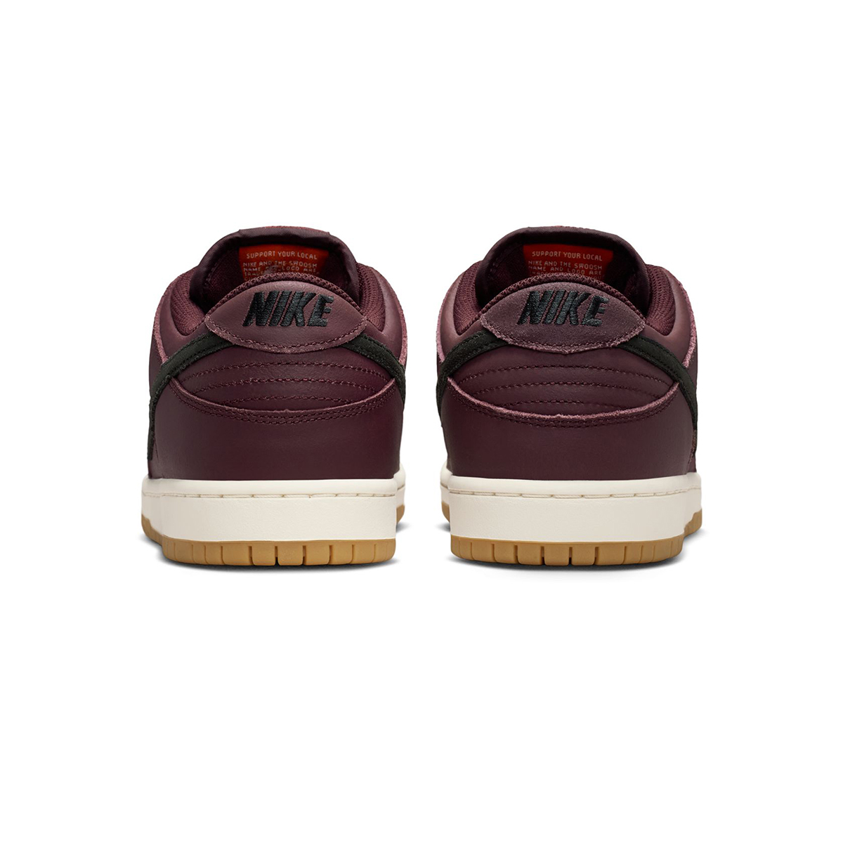 Nike SB Dunk Low Pro Iso Burgundy Crush/Black-Mystic Dates-Sail-Gum Lt Brown-Safety Orange