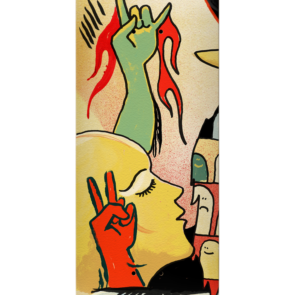 Krooked Manderson Three Star Skateboard Deck Multi 8.38