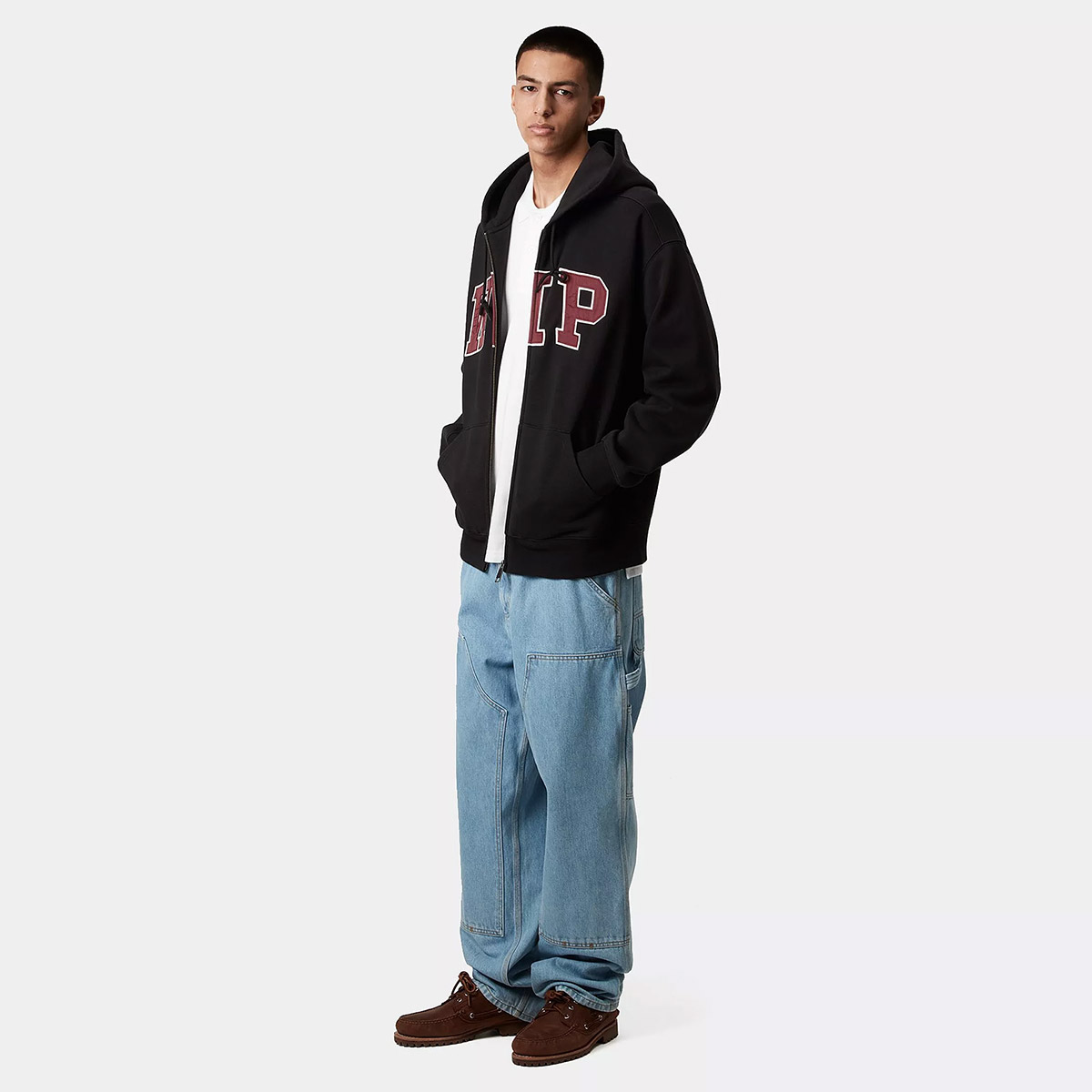 Carhartt WIP Hooded WIP Sweater Jacket Black Stone Washed Carhartt WIP Hooded WIP Sweater Jacket Black Stone Washed