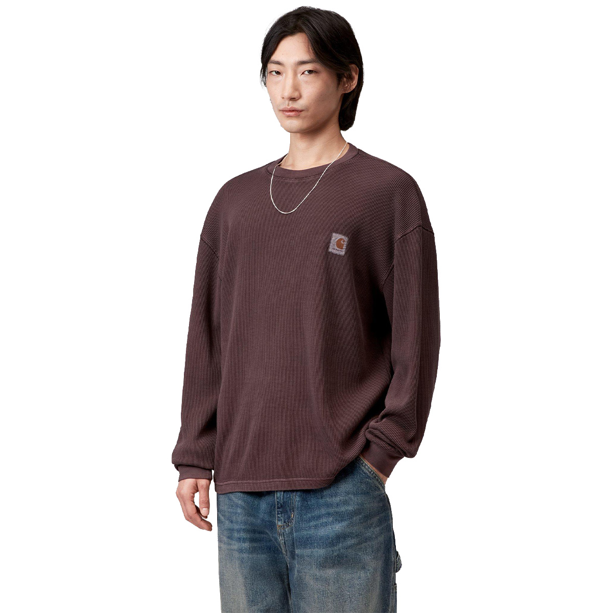 Carhartt WIP Vista Waffle Longsleeve T-Shirt Palisander Garment Dyed