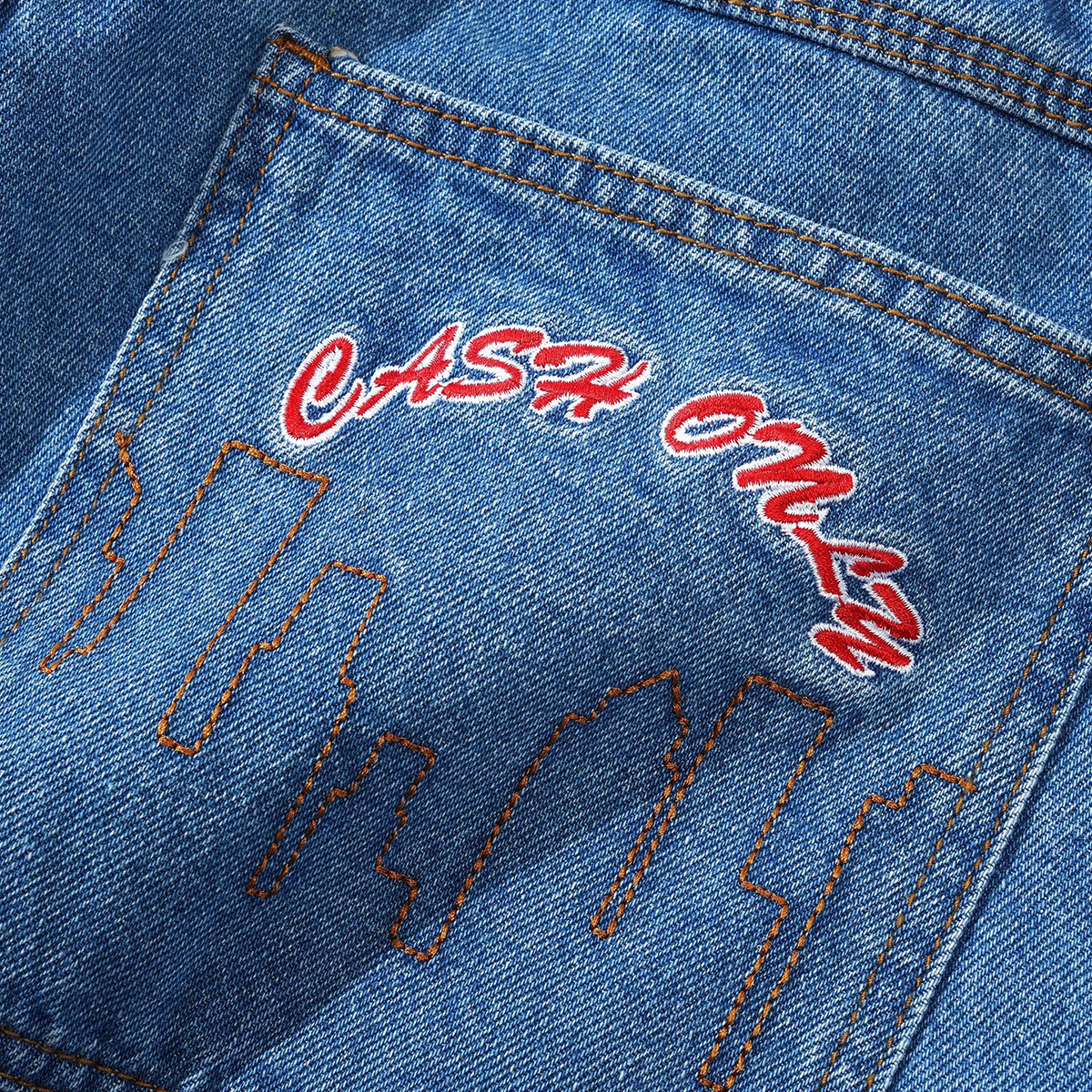 Cash Only Logo Denim Short Washed Indigo Cash Only Logo Denim Short Washed Indigo