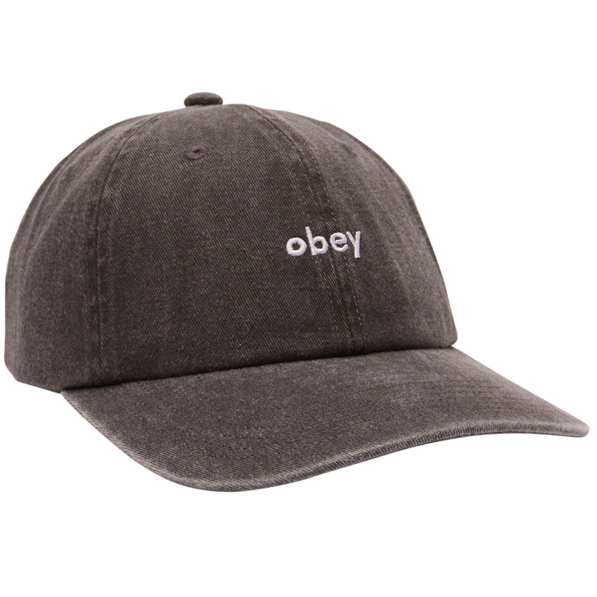 Obey Pigment Lowercase 6 Panel Strapback Cap Pigment Black Obey Pigment Lowercase 6 Panel Strapback Cap Pigment Black