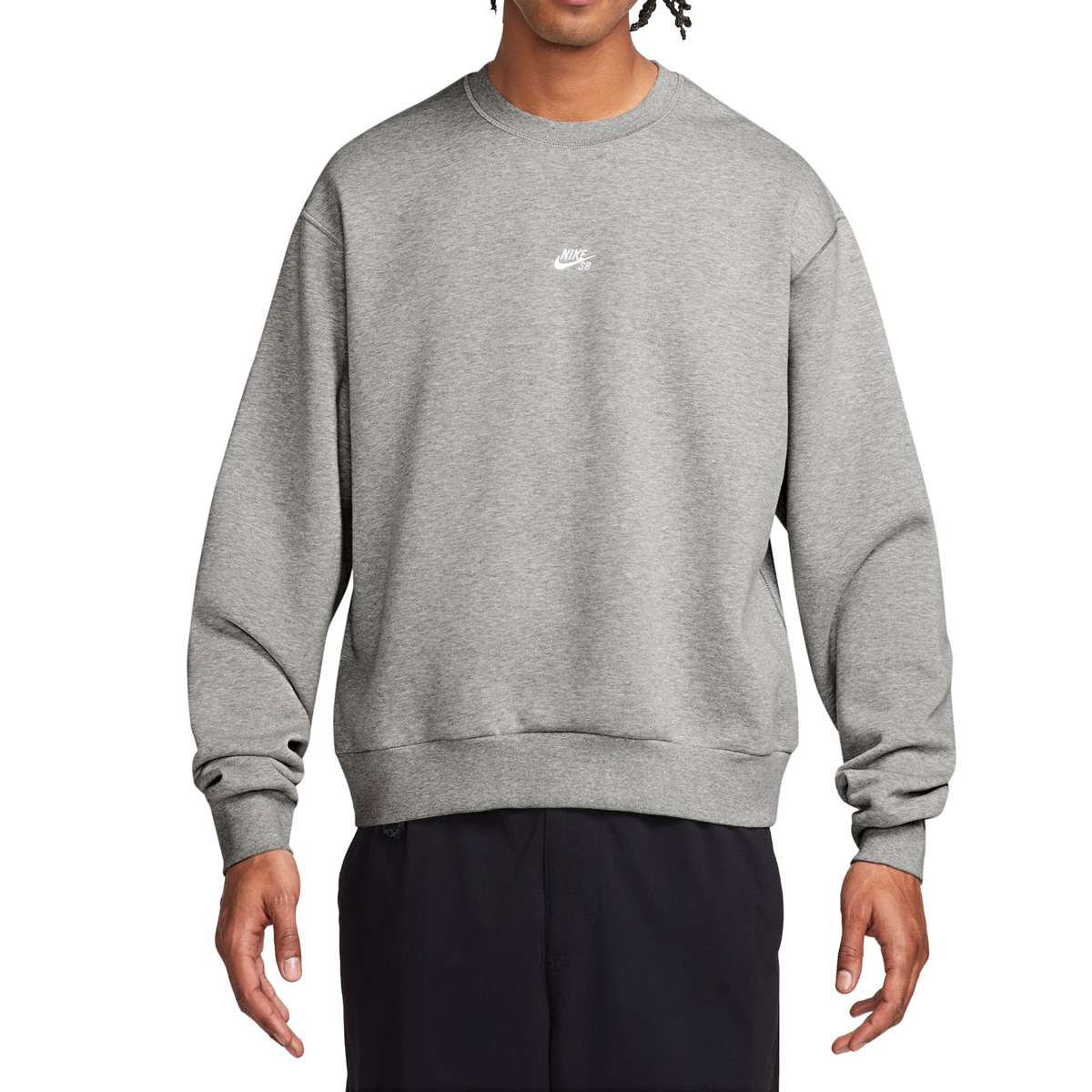 Nike SB Sweater Essentials Logo Dark Grey Heather/White Nike SB Sweater Essentials Logo Dark Grey Heather/White