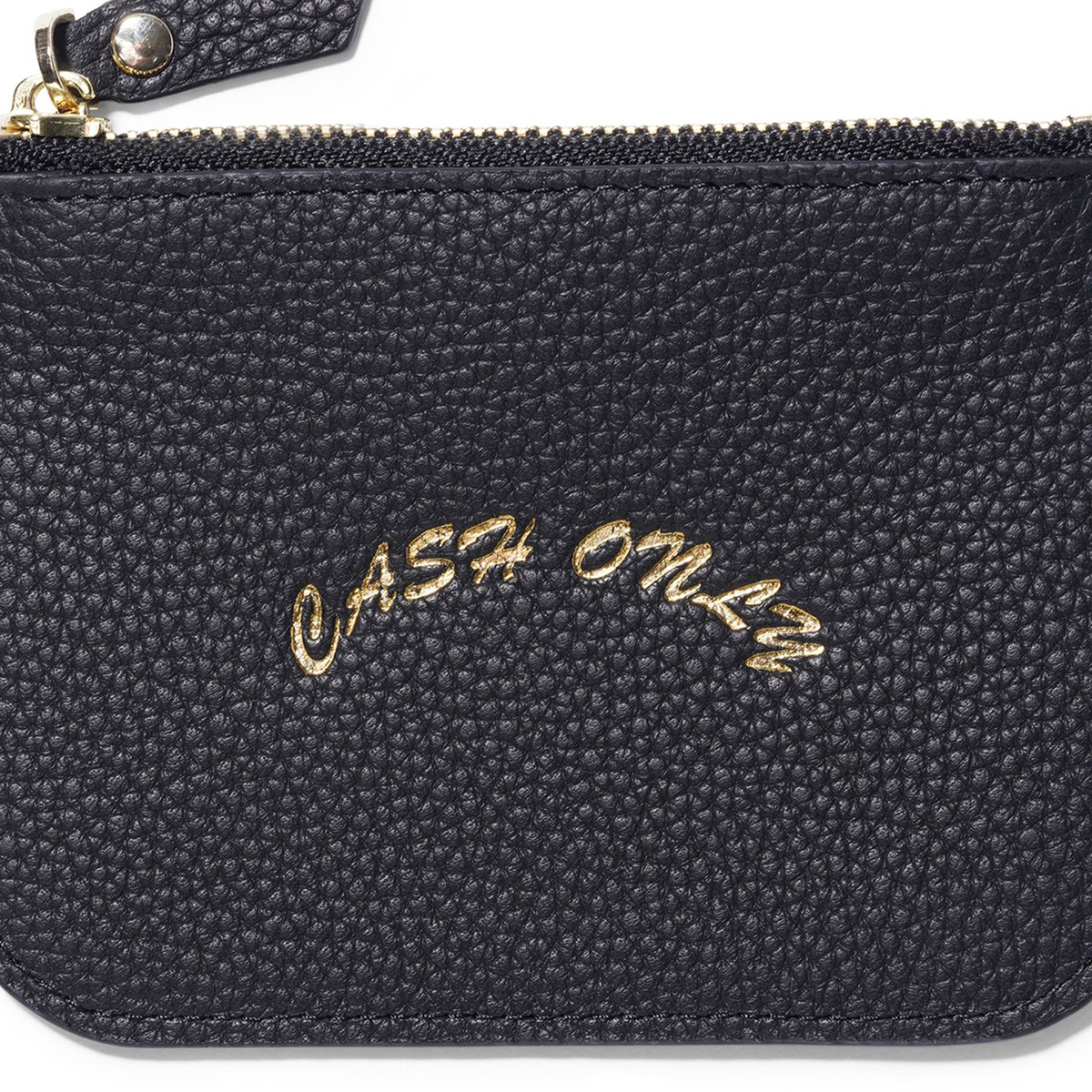 Cash Only Leather Zip Wallet Black