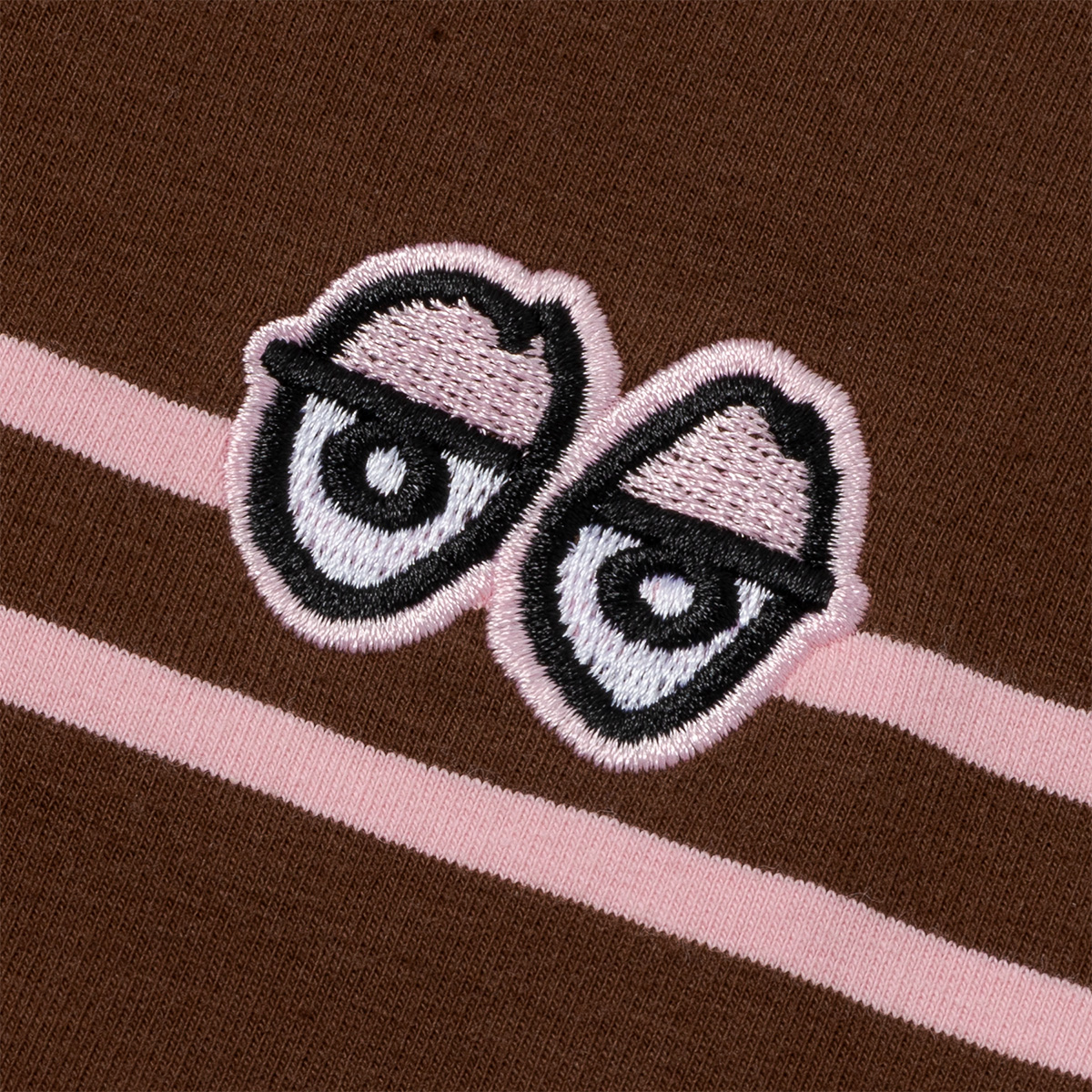 Krooked Eyes Embroided Custom Heavyweight Yarn Dye Striped T-Shirt Brown