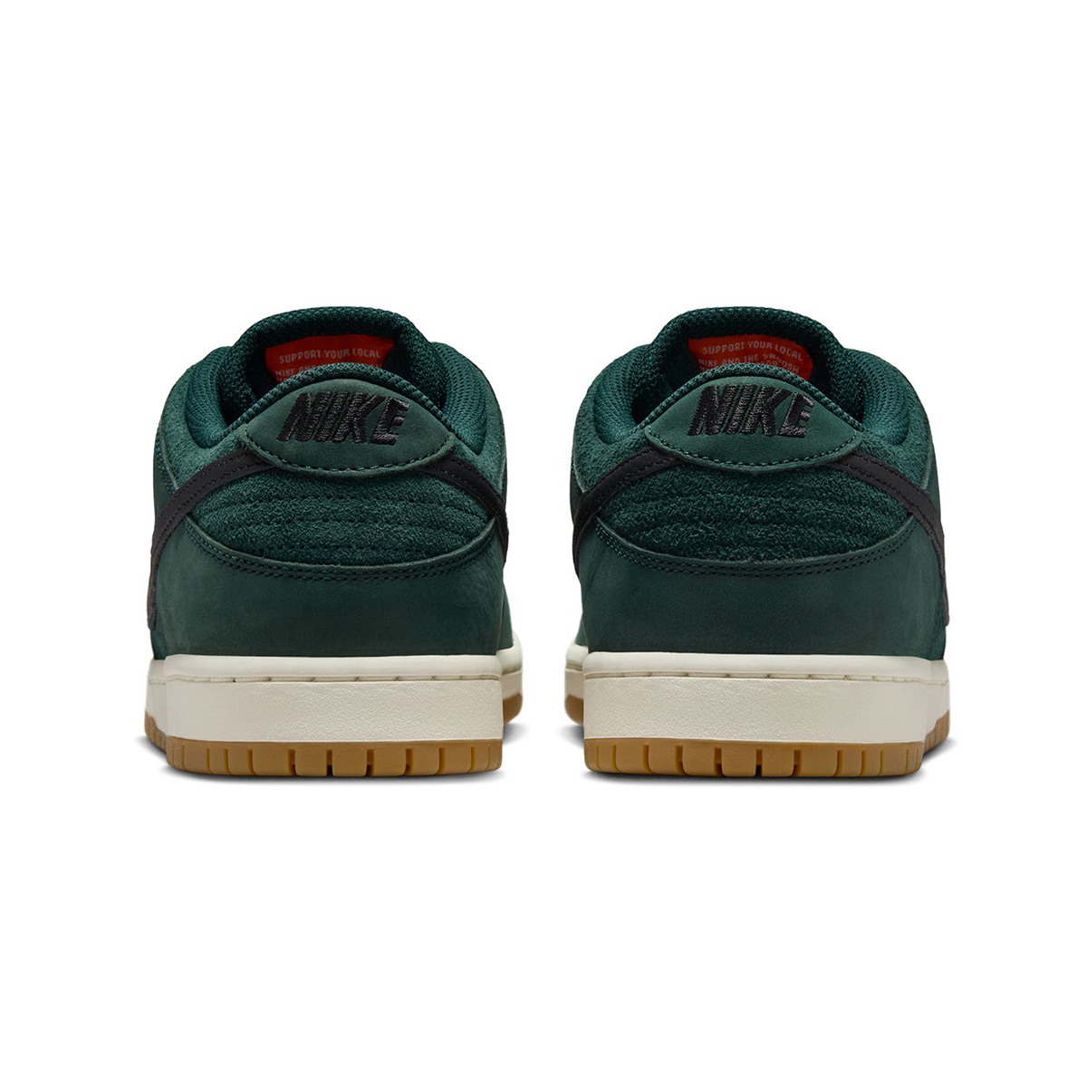 Nike SB Dunk Low Pro Deep Fir/Black-Fir-Sail-Gum Lt Brown-Safety Orange