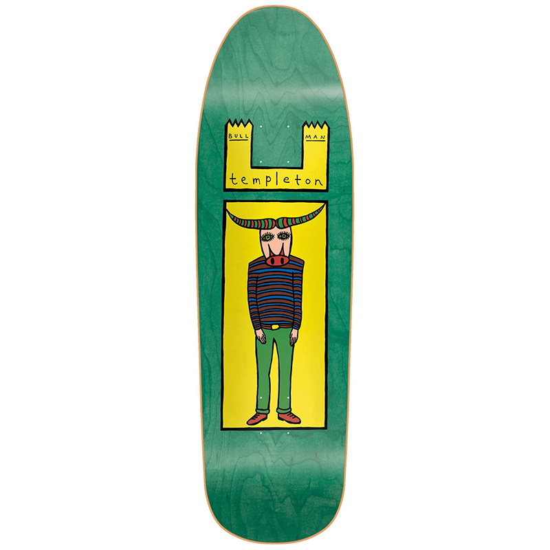 New Deal Templeton Bullman Screenprinted Skateboard Deck Green 9.35
