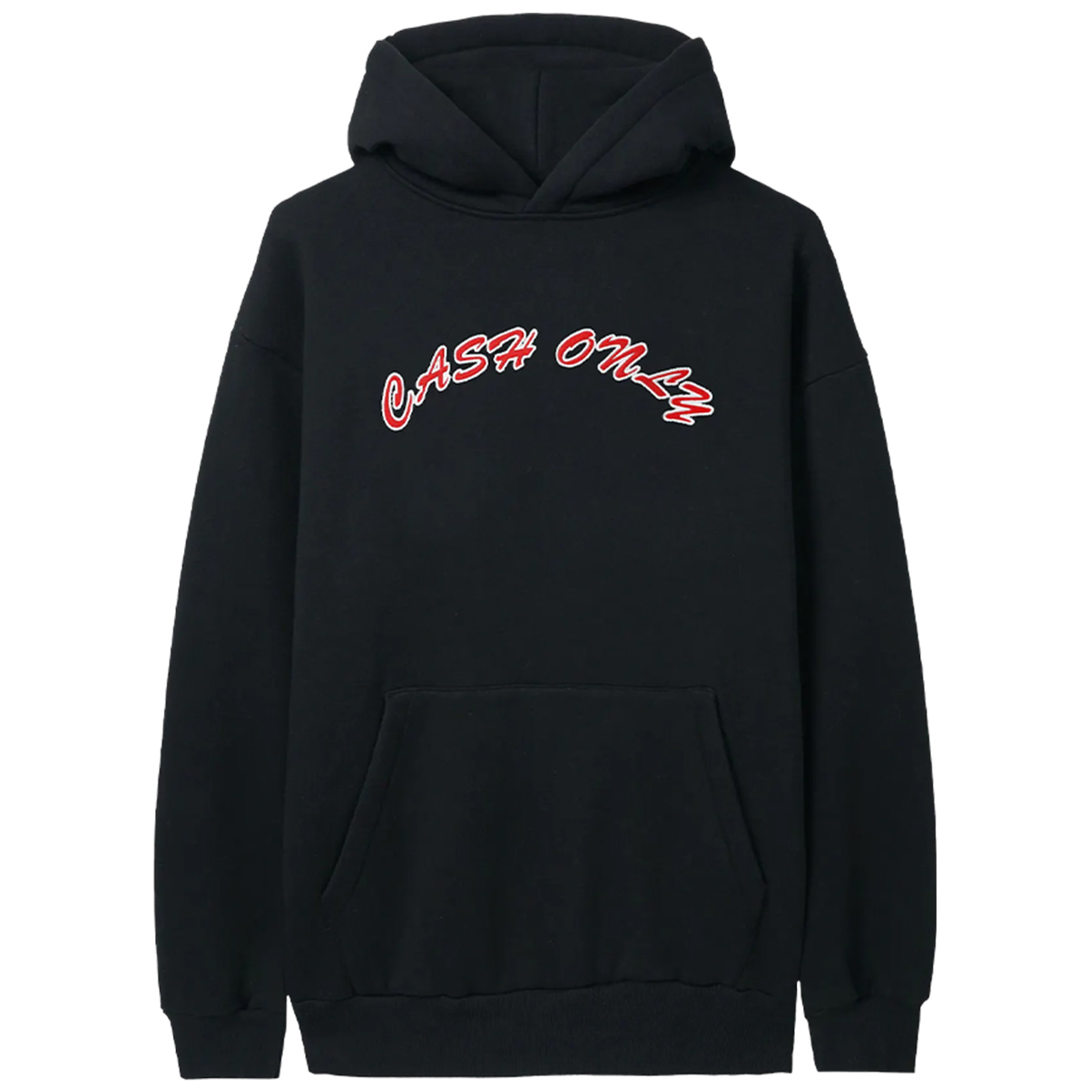 Cash Only Felt Applique Logo Hooded Sweater Black