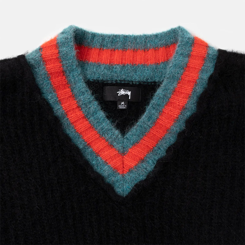 Stussy Mohair Tennis Crewneck Sweater Black Stussy Mohair Tennis Crewneck Sweater Black