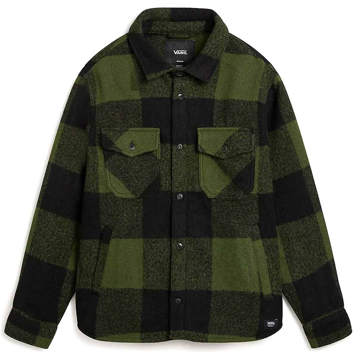 Vans Denby Fuzzy Shacket Jacket Black/Loden Green | Skatestore