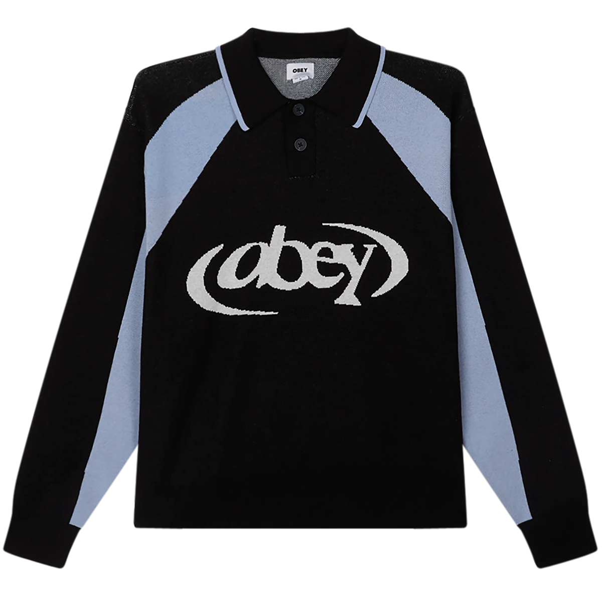 Obey Soccer Polo Sweater Faded Black Obey Soccer Polo Sweater Faded Black