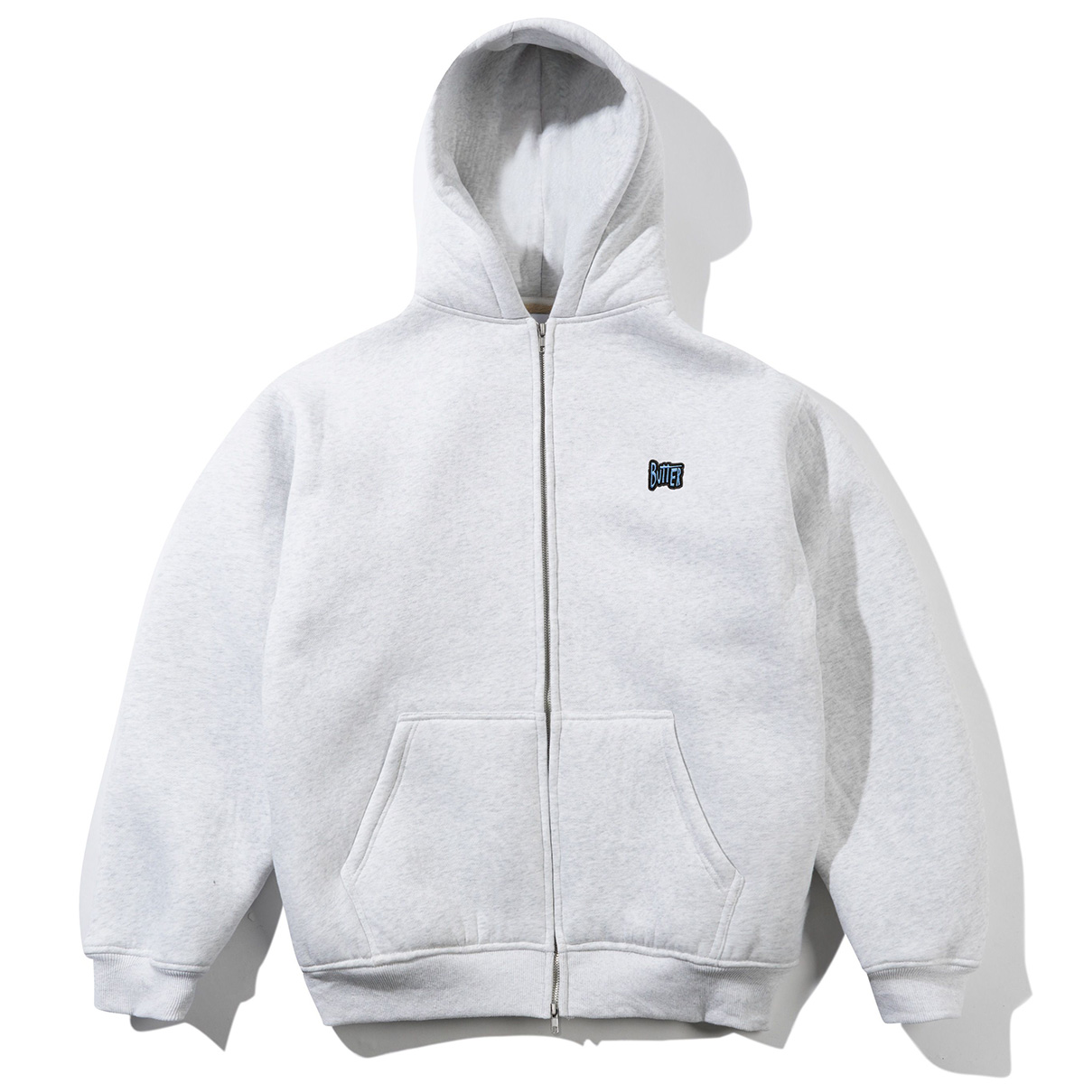 Butter Goods Pile Lined Zip-Thru Hooded Sweater Ash