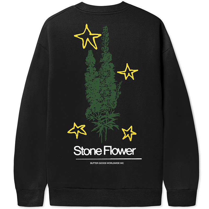 Butter Goods Stone Flower Crewneck Sweater Black