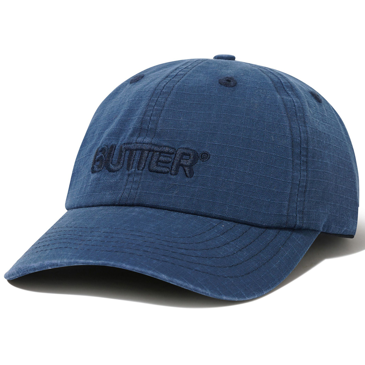 Butter Goods Ripstop Rounded Logo 6 Panel Cap Washed Navy