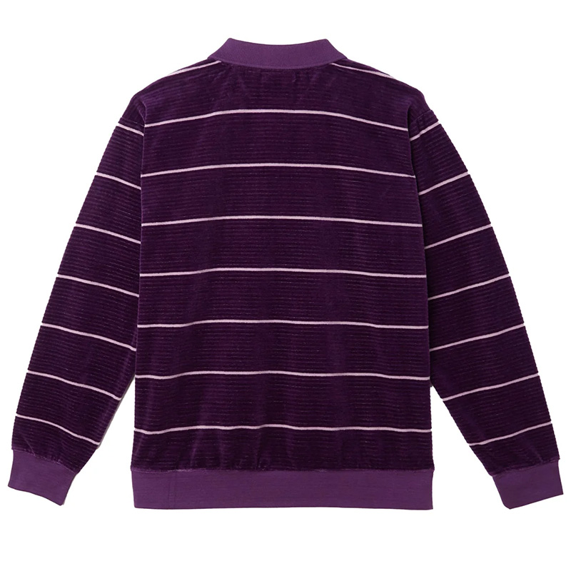 Obey Astoria Velour Stripe Longsleeve Polo Wineberry Obey Astoria Velour Stripe Longsleeve Polo Wineberry