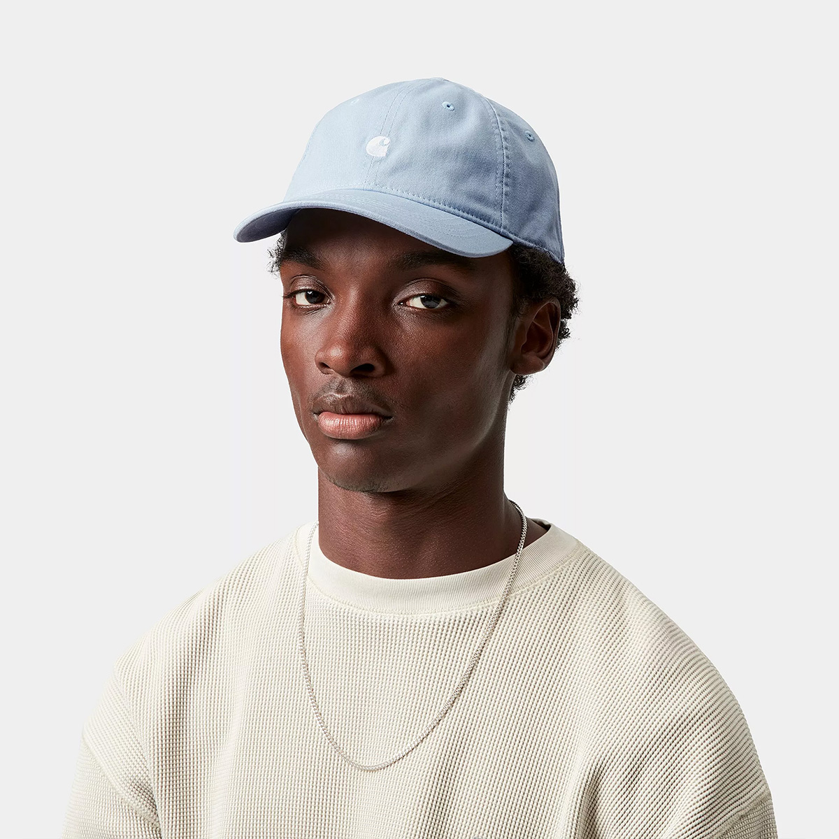 Carhartt WIP Madison Logo Cap Blue Fog/White