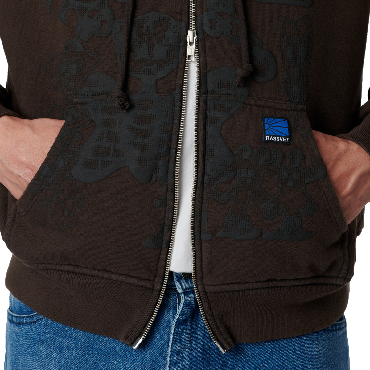 Rassvet Collage Zip Hooded Sweater Knit Brown