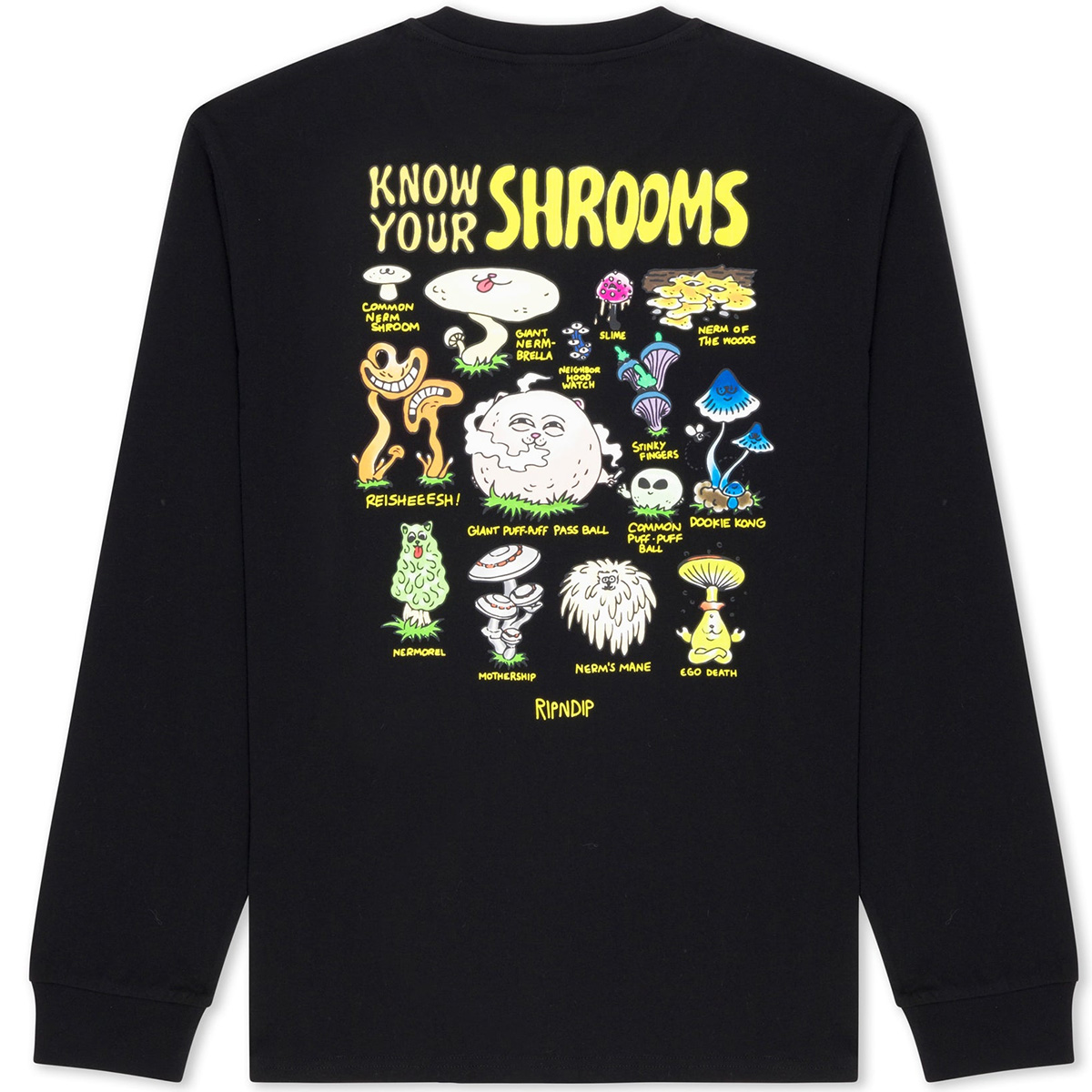 RIPNDIP Know Ur Shrooms Longsleeve T-Shirt Black RIPNDIP Know Ur Shrooms Longsleeve T-Shirt Black