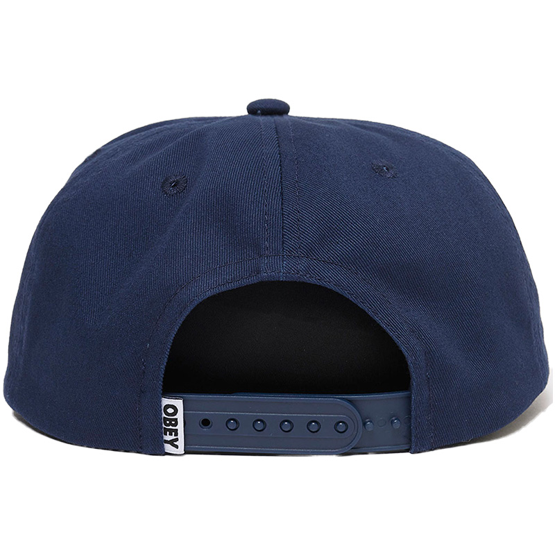 Obey Records 5 Panel Snapback Cap Mild Navy Obey Records 5 Panel Snapback Cap Mild Navy
