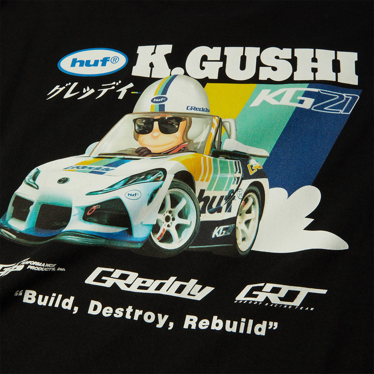 HUF x Greddy Gushi T-Shirt Black HUF x Greddy Gushi T-Shirt Black