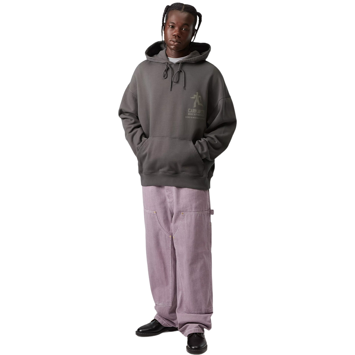 Carhartt WIP Distance Hooded Sweater Graphite Stone Dyed