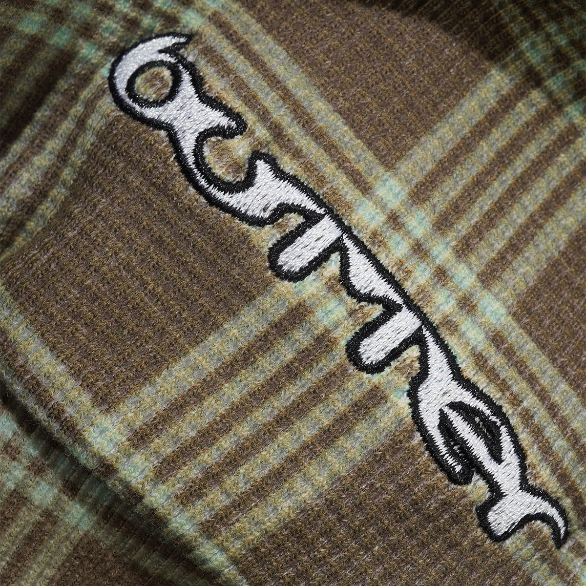 Butter Goods Waffle Zip-Thru Hooded Sweater Plaid