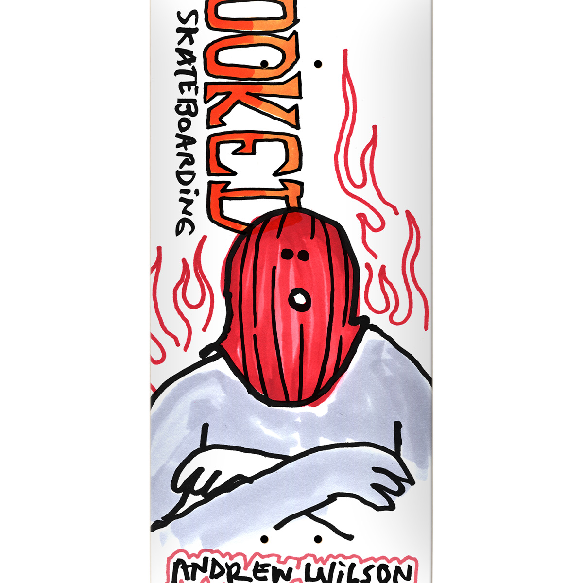 Krooked Wilson Fire Mask Skateboard Deck White 8.75