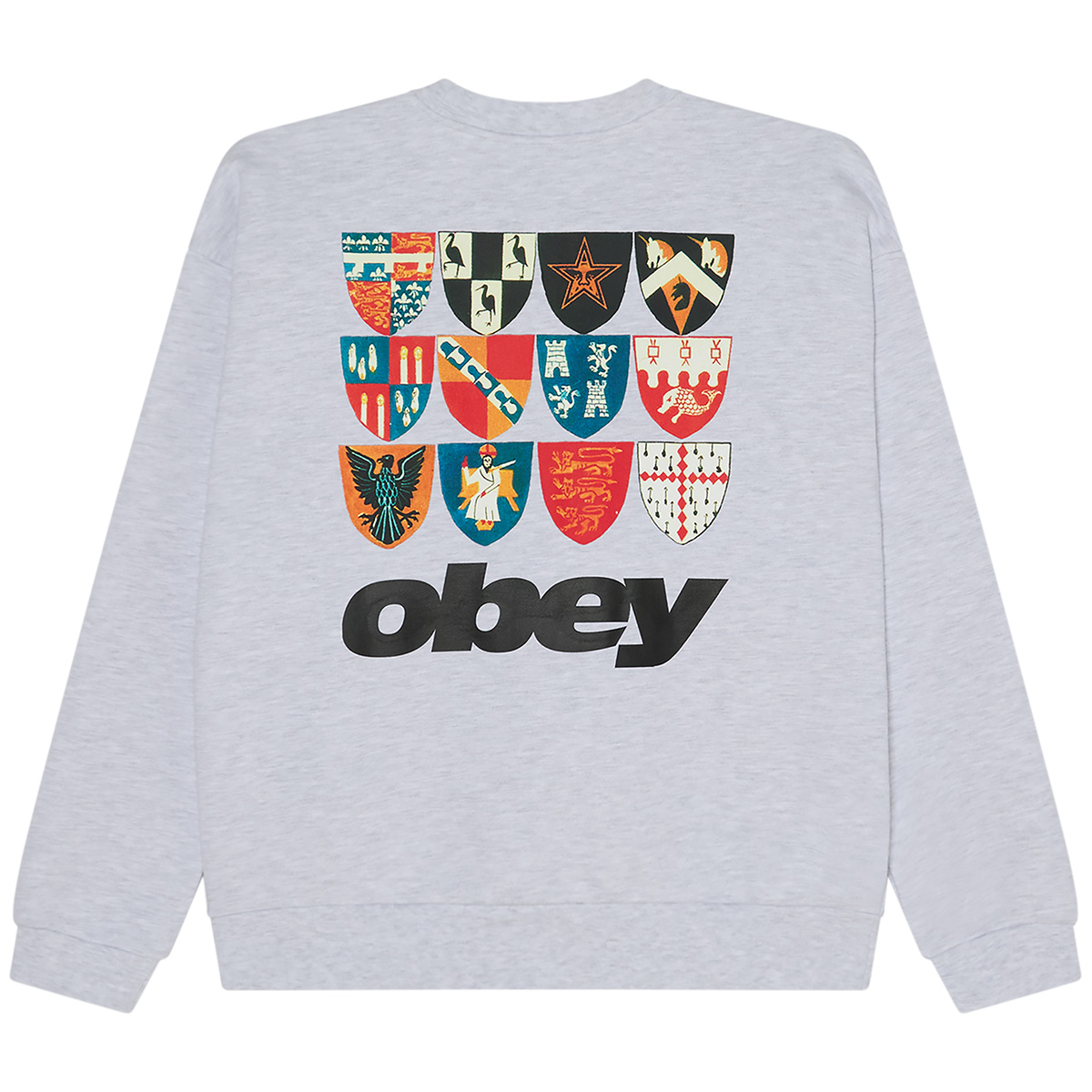 Obey Shields Extra Heavy Crewneck Sweater Ash Grey