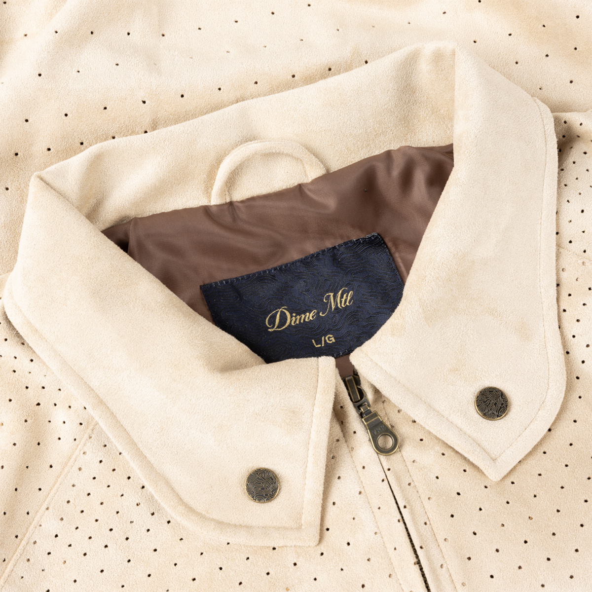 Dime Perforated Faux Suede Jacket Tan
