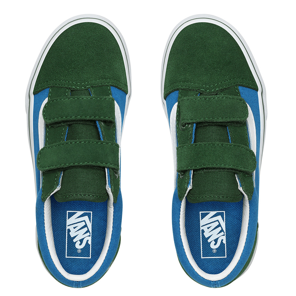 Vans Junior Old Skool V 2-Tone Mdtrnbl/Grnrpstrs Vans Junior Old Skool V 2-Tone Mdtrnbl/Grnrpstrs