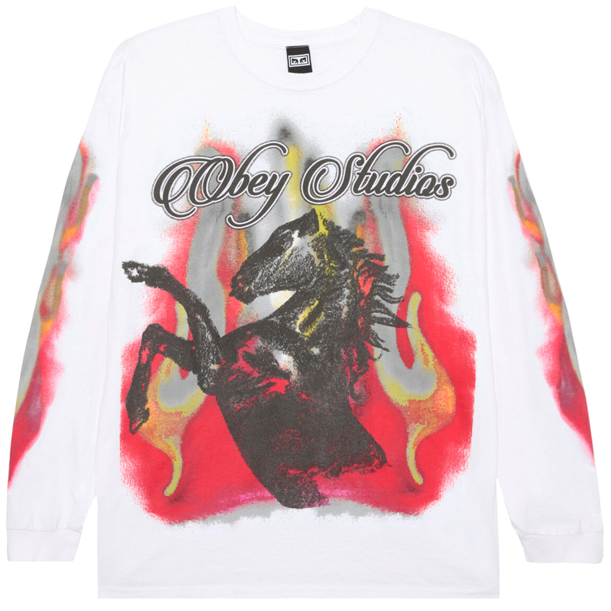 Obey Studios Horse Longsleeve T-Shirt White Obey Studios Horse Longsleeve T-Shirt White