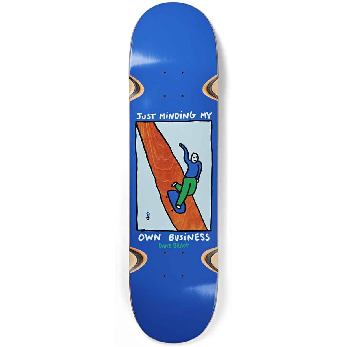 Polar Dane Brady Just Minding My Own Business Wheel Well Skateboard Deck Blue 8.0