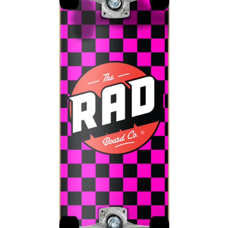 Rad Checkers Dude Crew Complete Skateboard Black/Pink 7.75 Rad Checkers Dude Crew Complete Skateboard Black/Pink 7.75