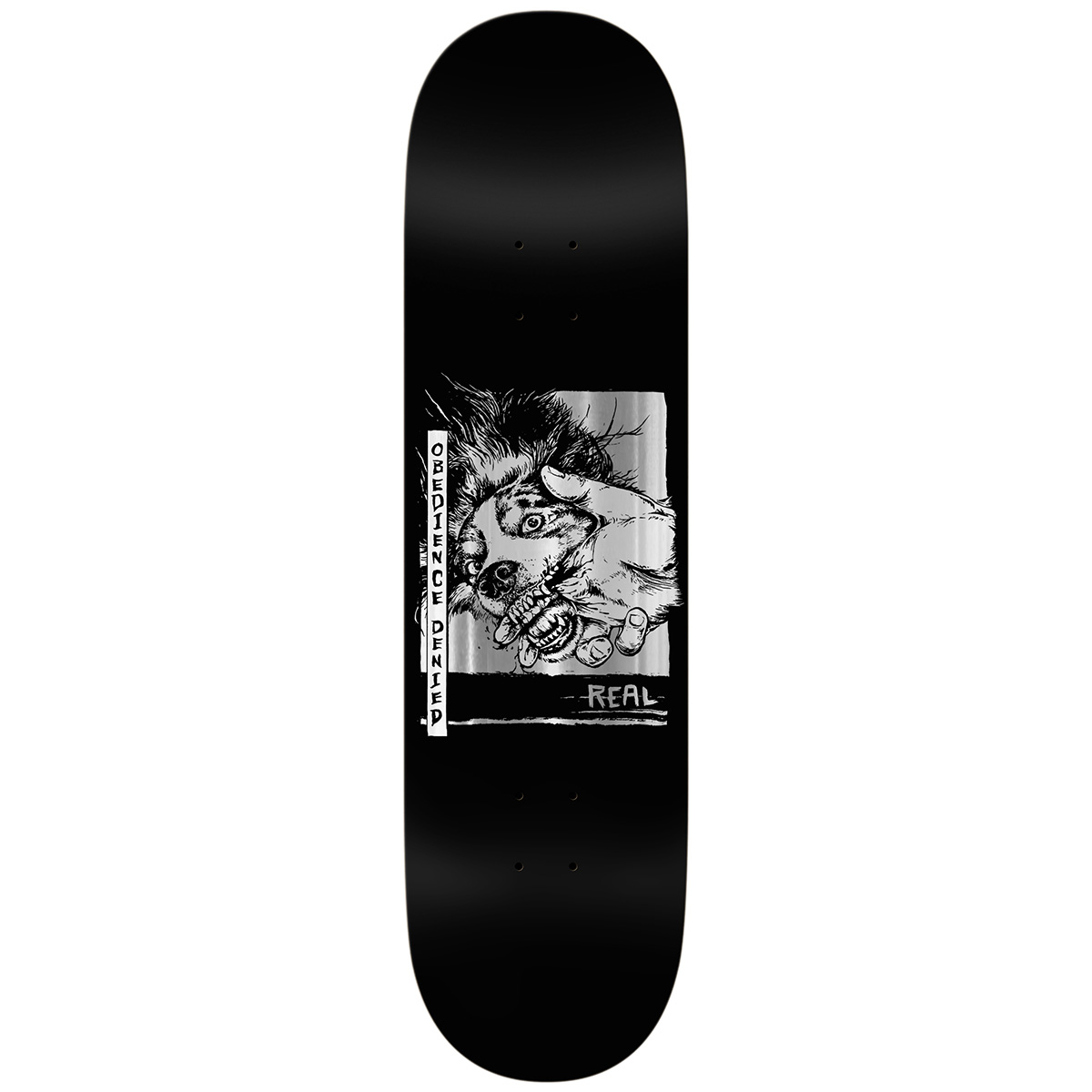 Real Obedience Denied Skateboard Deck Black 8.25