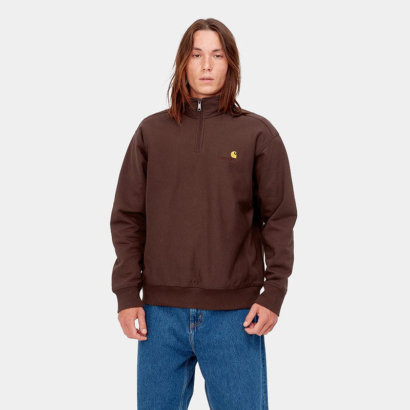 Carhartt WIP American Script Zip Sweater Ale Carhartt WIP American Script Zip Sweater Ale