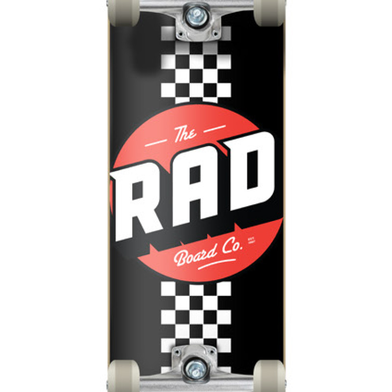 Rad Checker Stripe Progressive Complete Skateboard Black/White 8.0