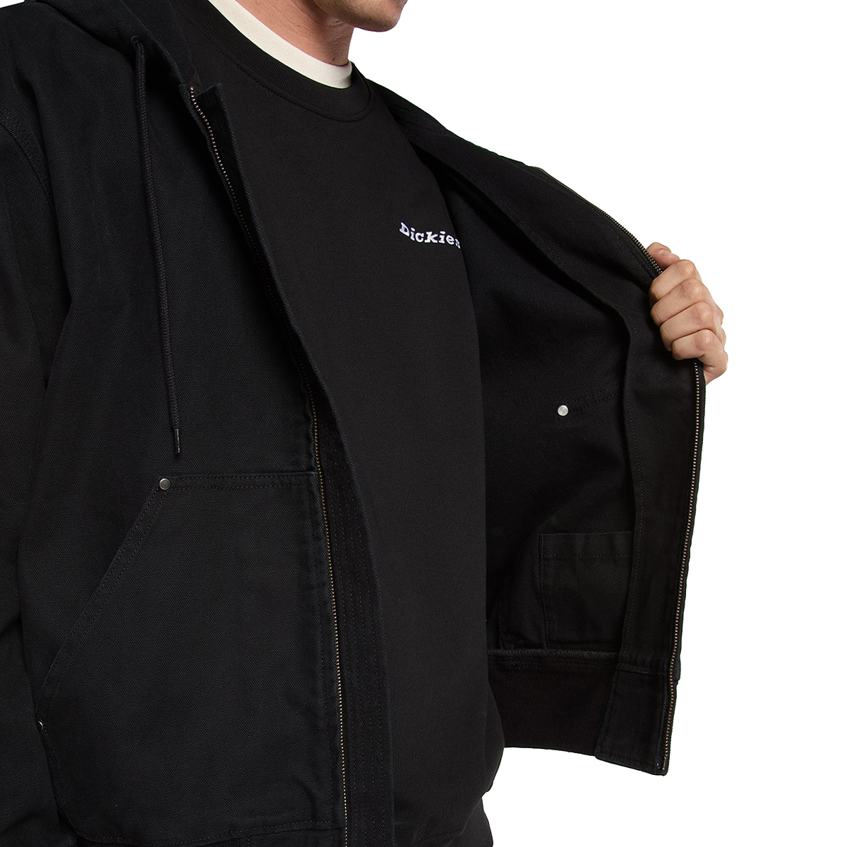 Dickies Unlined Canvas Hooded Bomber Jacket Black