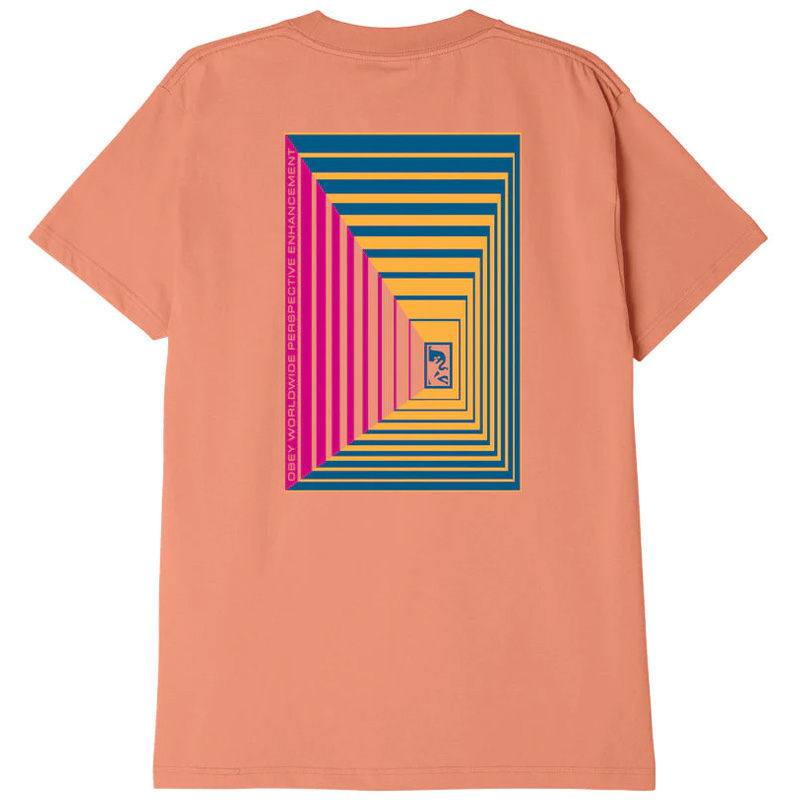 Obey Op Perspective T-Shirt Coral Obey Op Perspective T-Shirt Coral