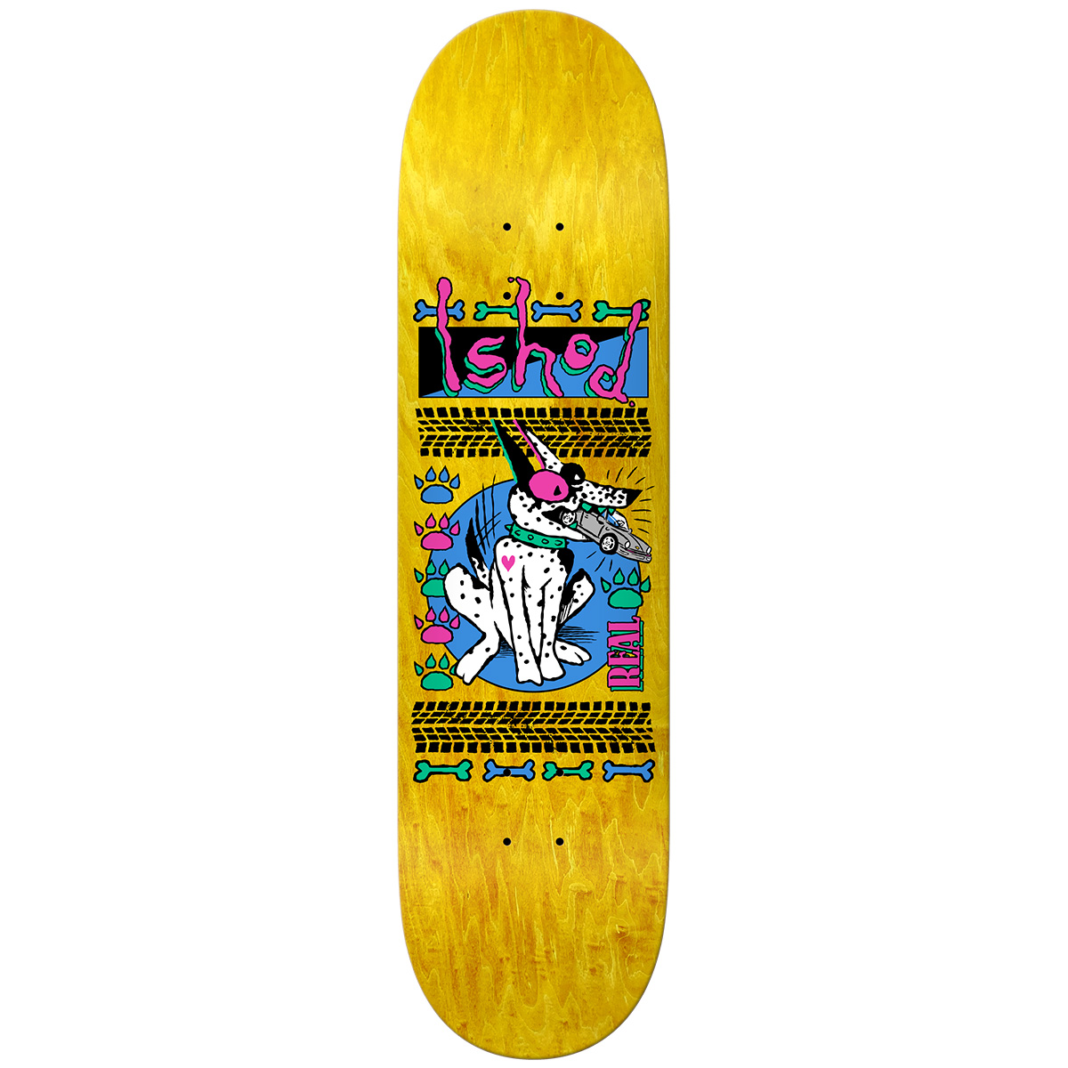 Real Ishod Rude Twin Tail Skateboard Deck Yellow 8.25