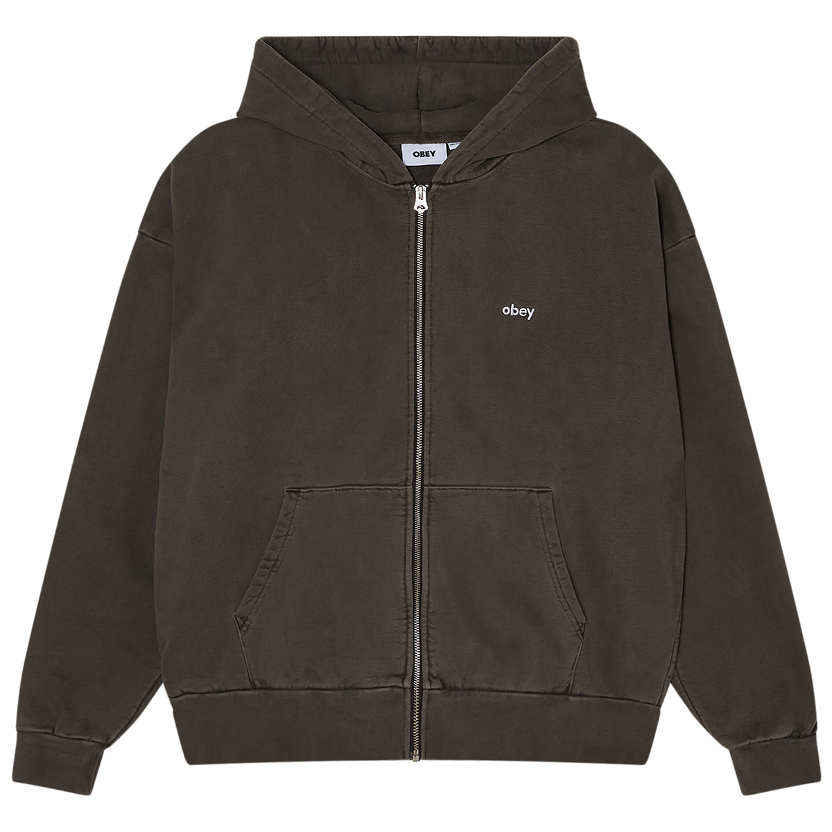 Obey Lowercase Pigment Zip Hooded Sweater Pigment Black Olive