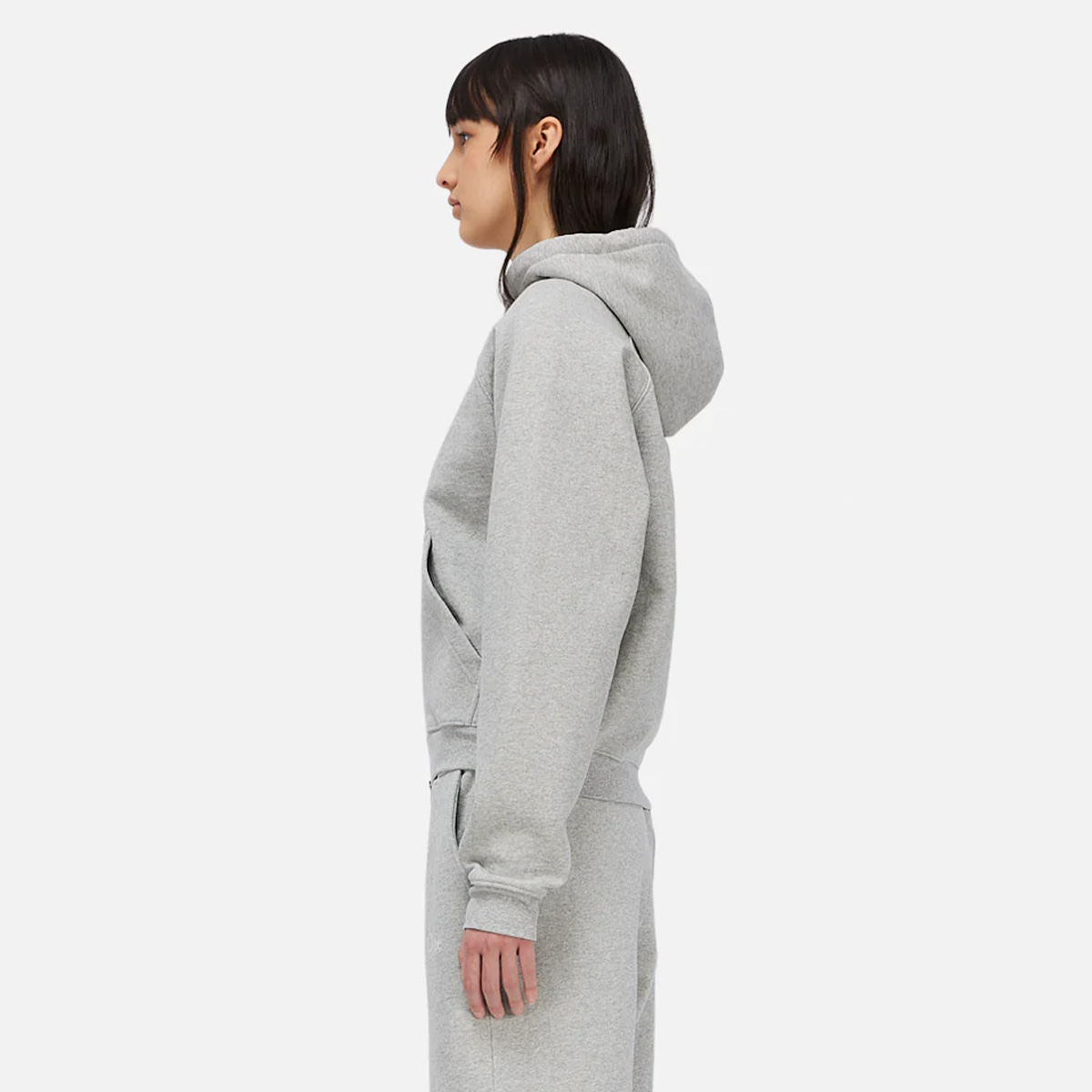 Dime Cursive Small Logo Zip Hooded Sweater Ash