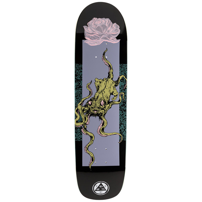 Welcome Bactocat On Son of Planchette Skateboard Deck Black/Lavender 8.38