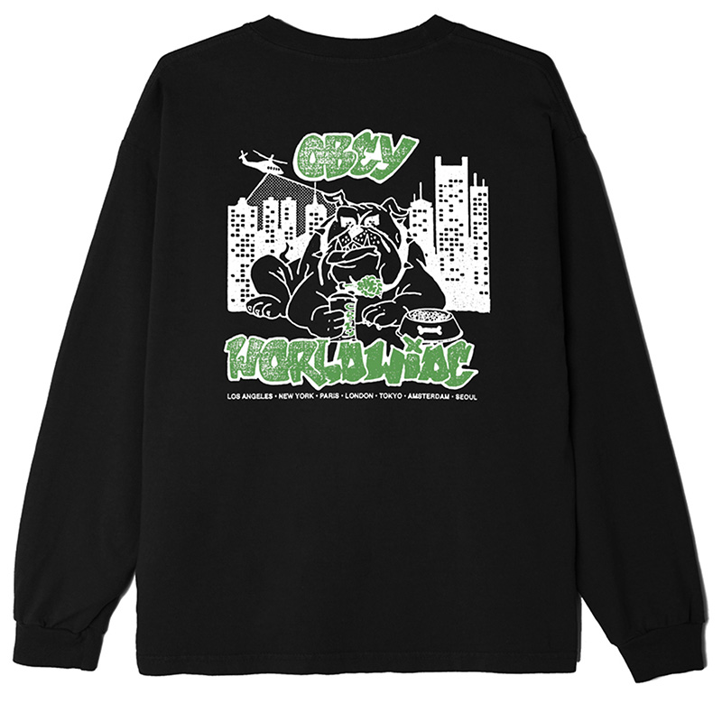 Obey City Watch Dog Longsleeve T-Shirt Off Black | Skatestore