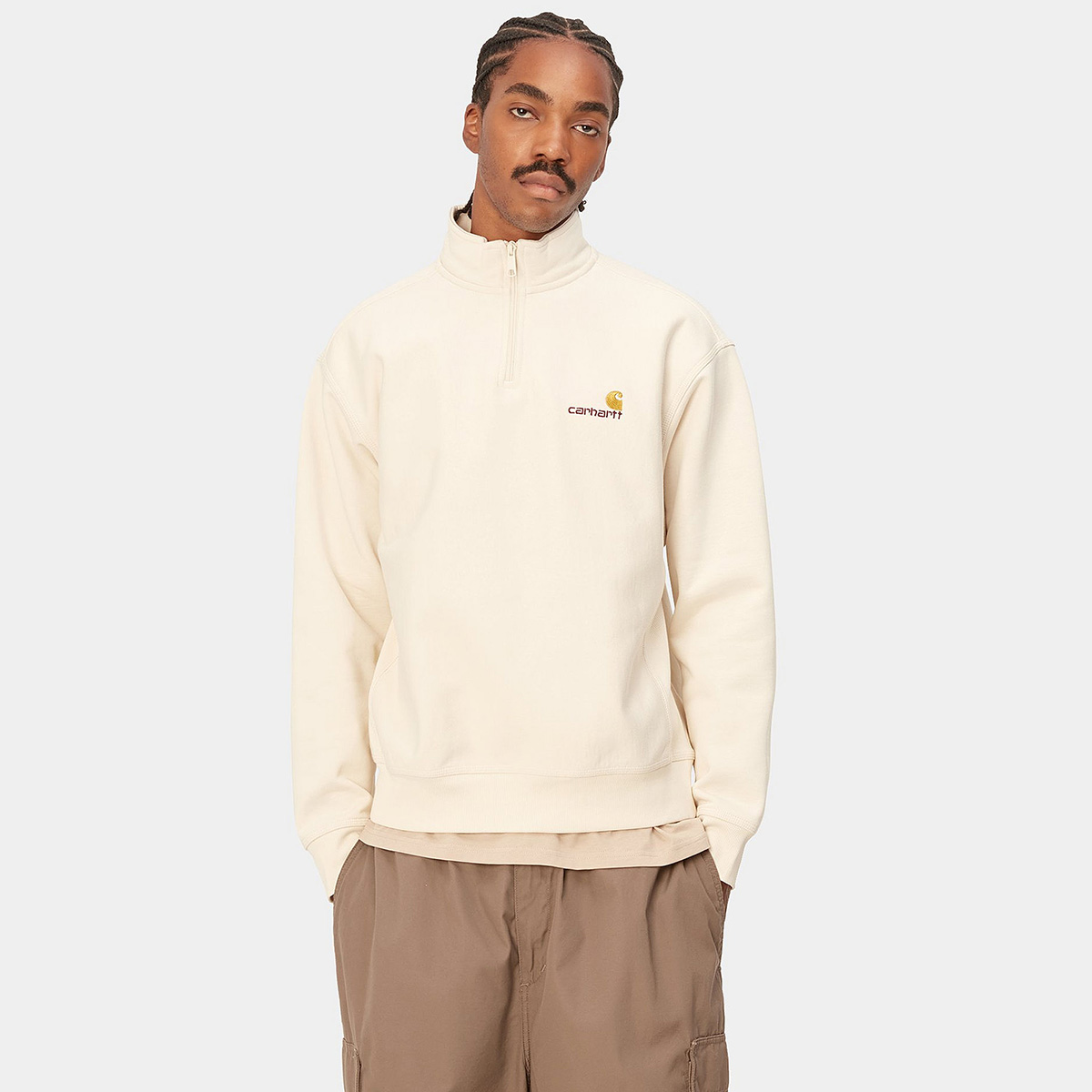 Carhartt WIP American Script Zip Sweater Natural Carhartt WIP American Script Zip Sweater Natural