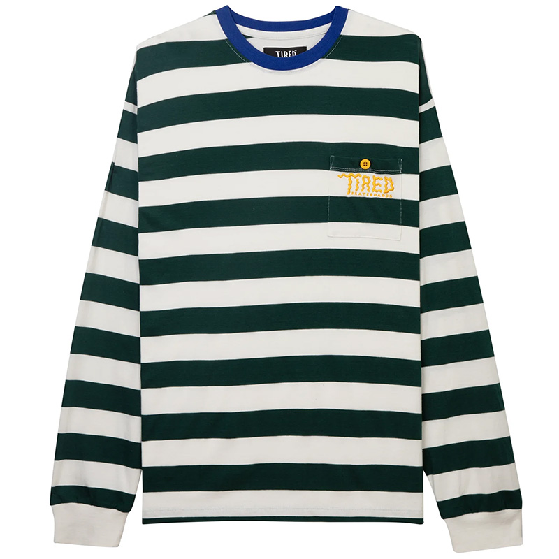 Tired Squiggly Logo Striped pocket Longsleeve T-Shirt Purple/Forest Tired Squiggly Logo Striped pocket Longsleeve T-Shirt Purple/Forest