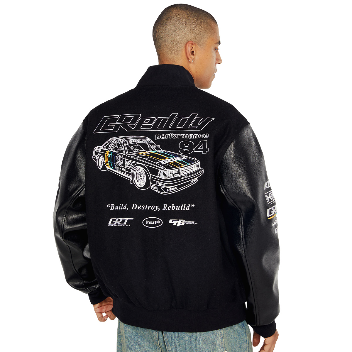 HUF x Greddy Varsity Jacket Black