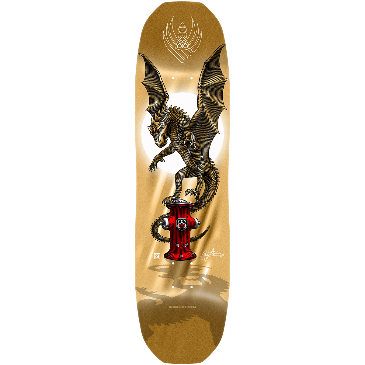 Powell Peralta Andy Anderson Hydrant Skateboard Deck Gold Foil 8.4
