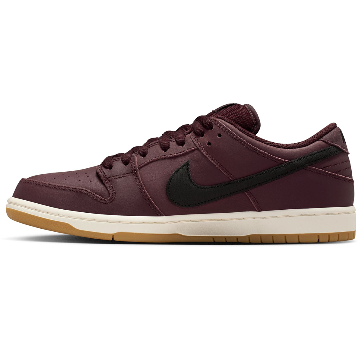 Nike SB Dunk Low Pro Iso Burgundy Crush/Black-Mystic Dates-Sail-Gum Lt Brown-Safety Orange