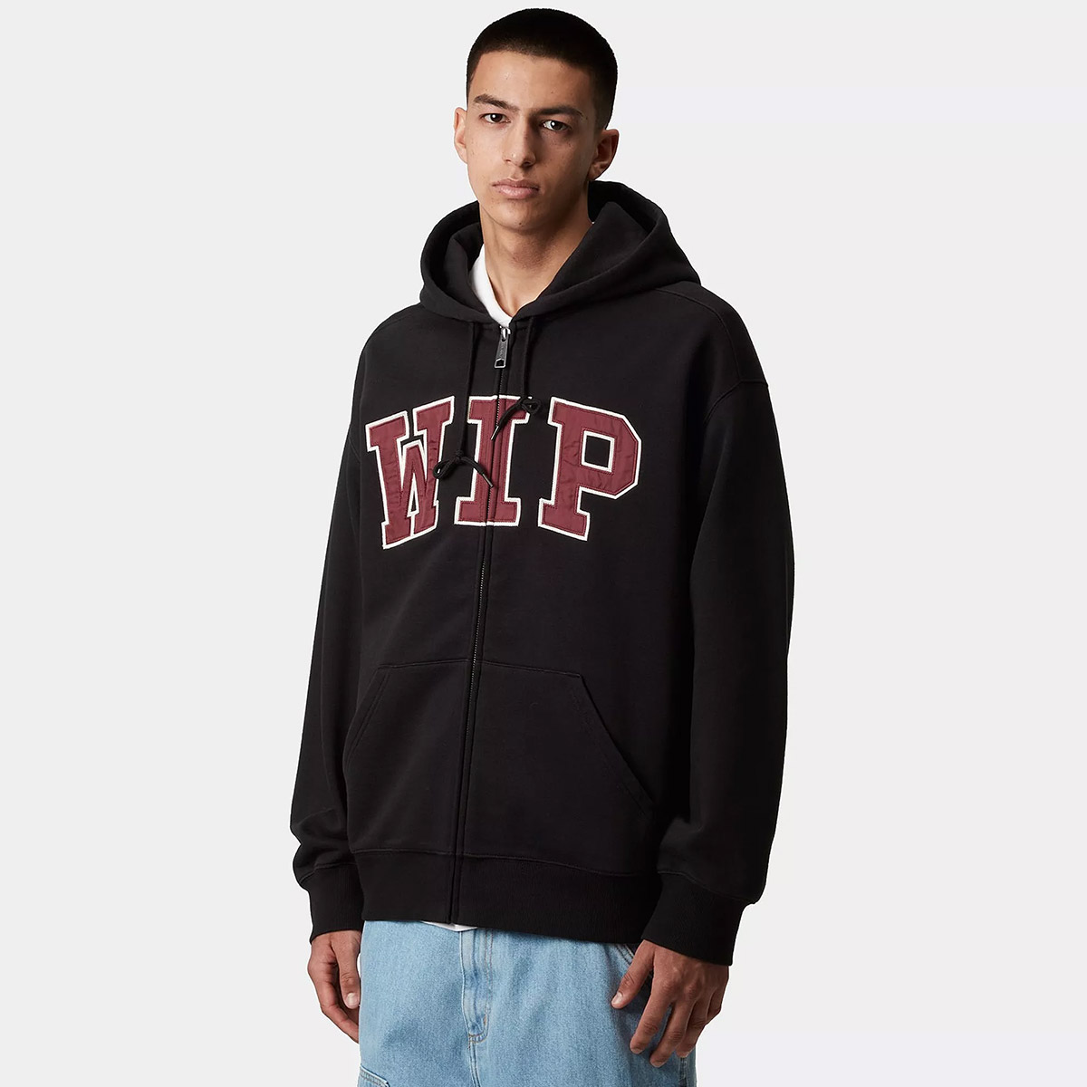 Carhartt WIP Hooded WIP Sweater Jacket Black Stone Washed Carhartt WIP Hooded WIP Sweater Jacket Black Stone Washed