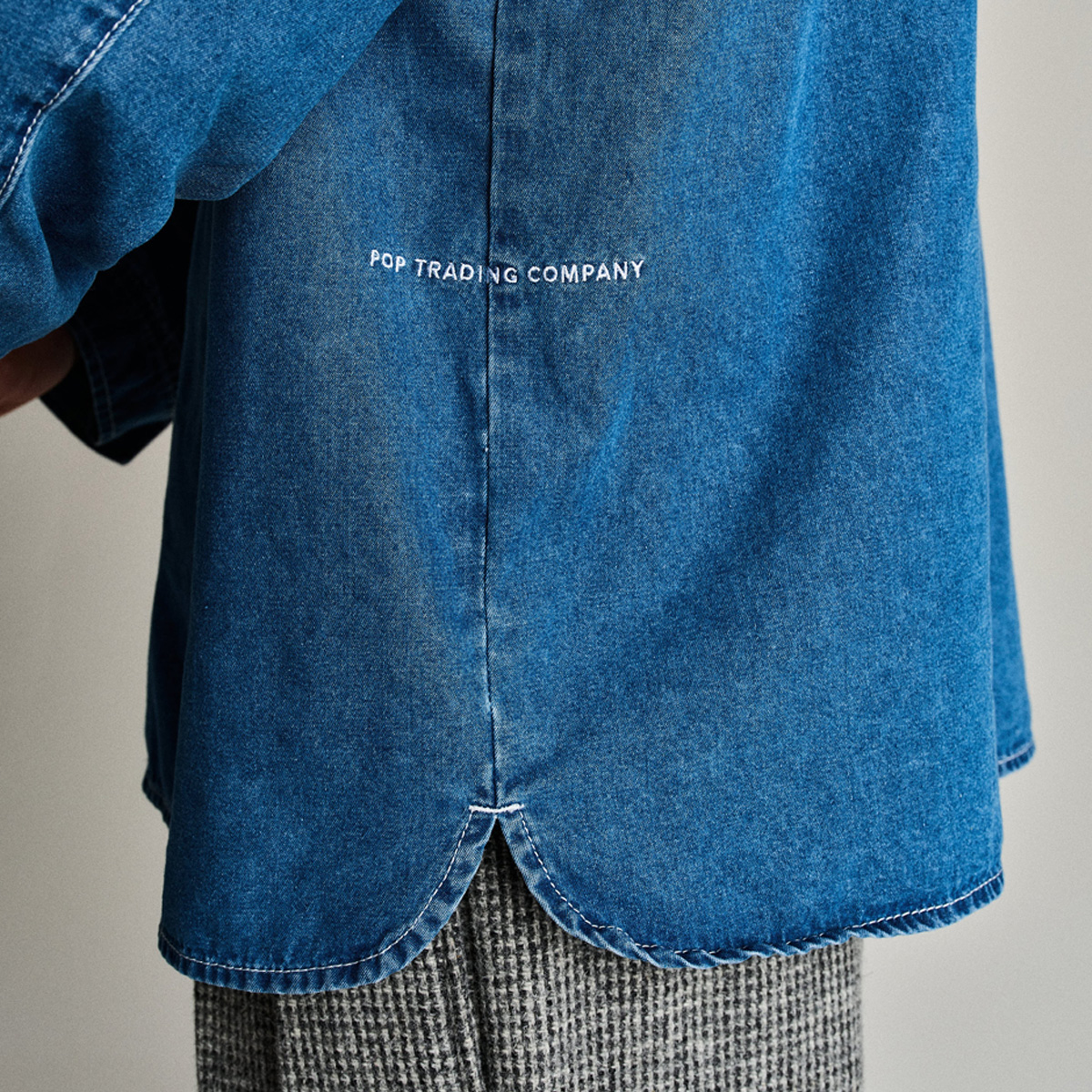 POP Applique Logo Denim Shirt Rinsed Denim POP Applique Logo Denim Shirt Rinsed Denim